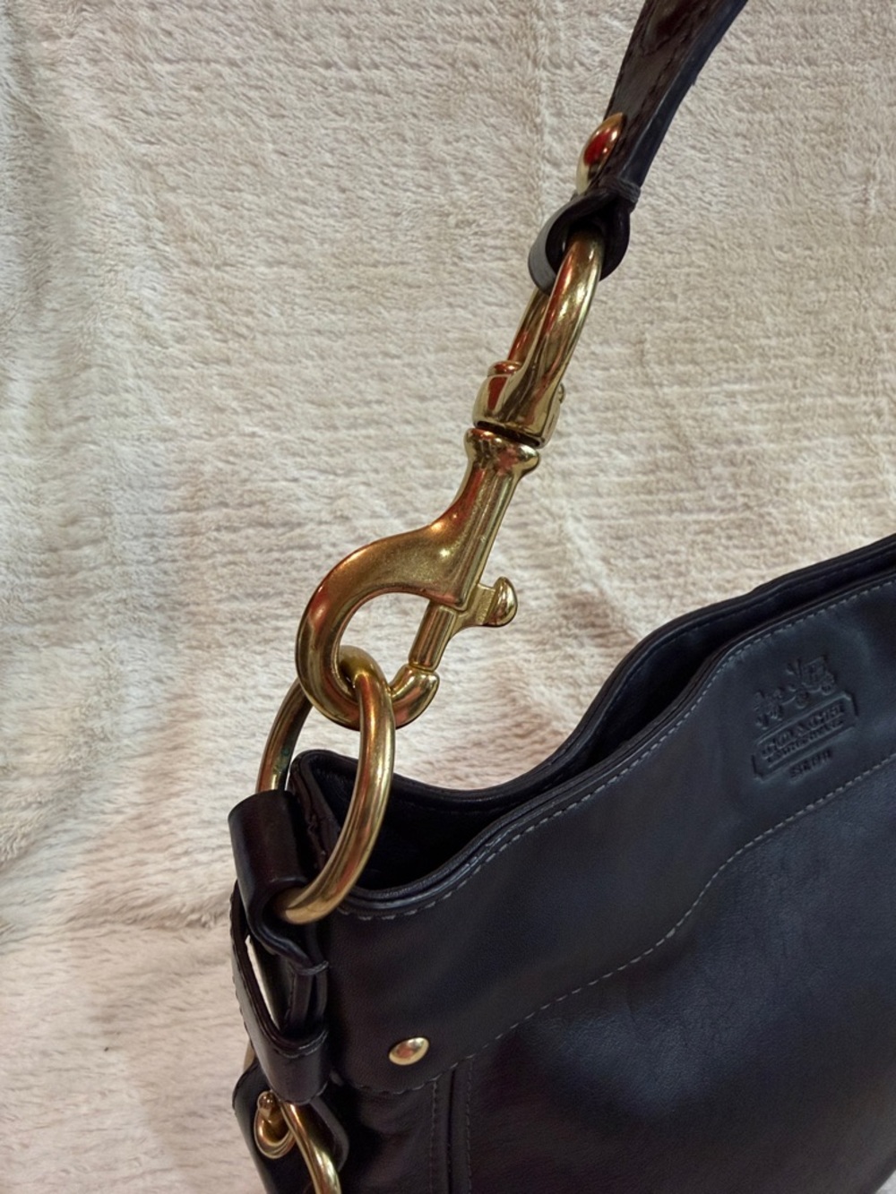 Coach Black Leather Shoulder Bag with Gold Hardware - Picture 8 of 12